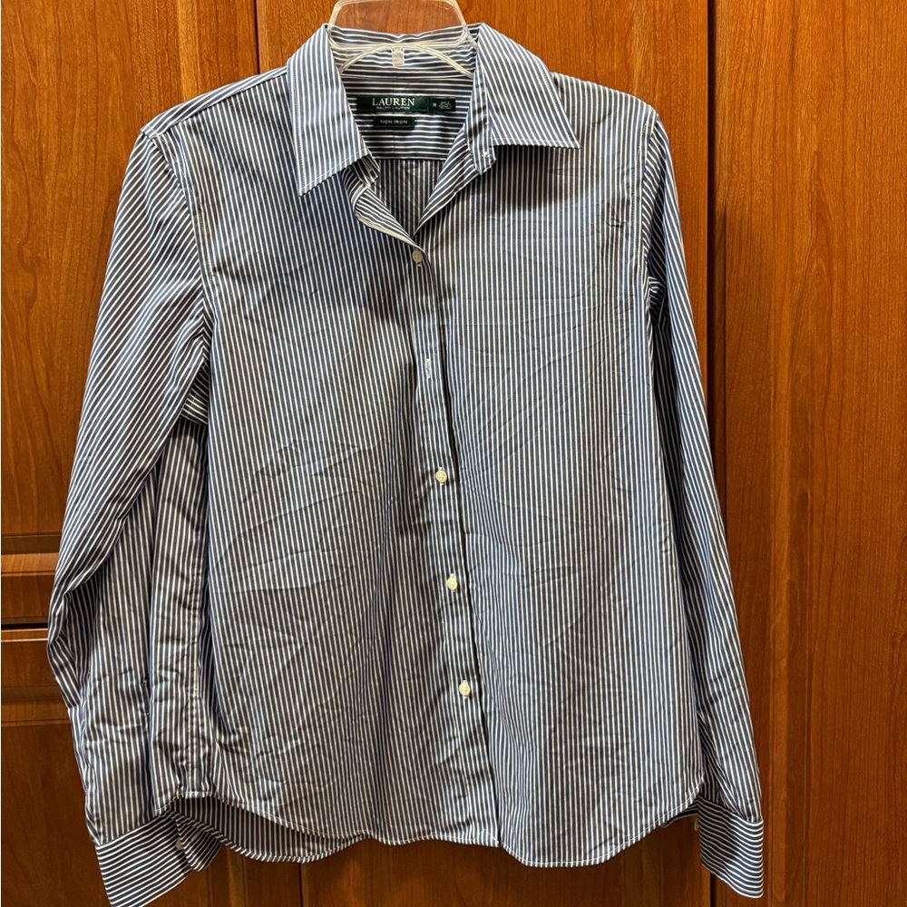 Ralph Lauren Women Navy and White Striped Shirt